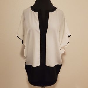 Vince Camuto black/ivory chiffon top